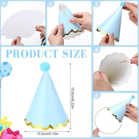 26 Pcs Pastel Birthday Party Hats for Kids Include Pastel Happy Birthday Signs Banner Pennant Flags Macaron Party Hats Decorations Pre Assembled for Kids Adults Girl Women in Kuwait