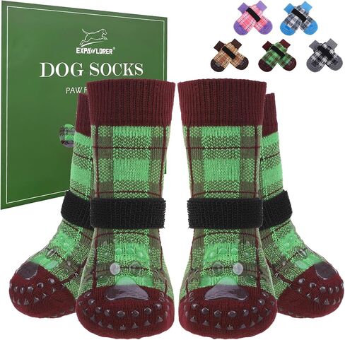 EXPAWLORER Dog Socks for Hardwood Floors, Dog Shoes for Winter, Dog Booties for Cold Pavement to Prevent Licking, Paw Protectors Strong Traction Control for Small Medium Large Dogs,Blue XS in Saudi Arabia