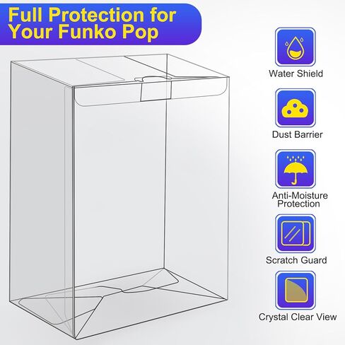 6 Pack Clear Protectors Case Compatible with Funko 4" Pop Figures, Upgraded 0.5mm Thick-Extra Strength PET Display Boxes, Auto-Lock Bottom Design with Protective Film — Ideal for Collections in Saudi Arabia