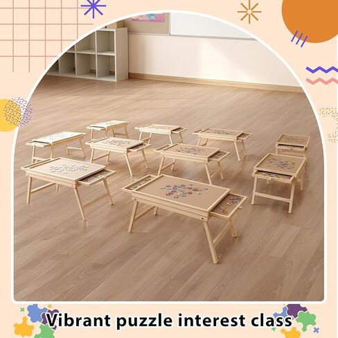 Small Puzzle Board with Legs 16.5 x 13 Inch Portable Puzzle Table with 2 Drawers Wooden Jigsaw Game Board Suitable for Personal in Saudi Arabia