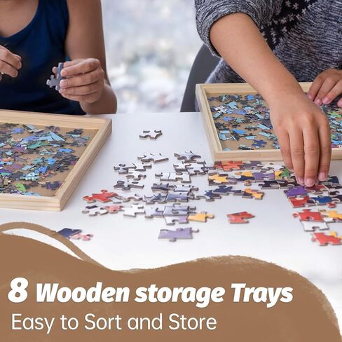 8 Pcs Jigsaw Puzzle Sorting Trays Stackable - 12inch x 12inch Convenient Puzzle Accessories Easy to Store and Sort by Patterns, Shapes, and Colors,Puzzles Up to 1500 Pieces,2000 Pieces,3000 Pieces in Saudi Arabia