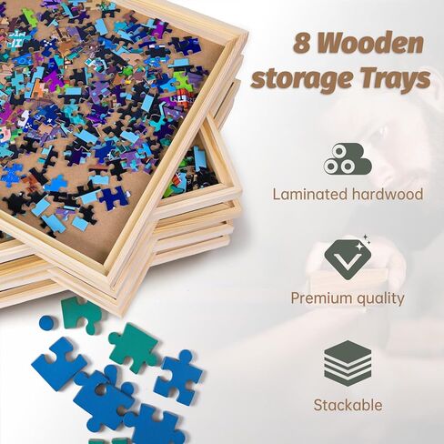 8 Pcs Jigsaw Puzzle Sorting Trays Stackable - 12inch x 12inch Convenient Puzzle Accessories Easy to Store and Sort by Patterns, Shapes, and Colors,Puzzles Up to 1500 Pieces,2000 Pieces,3000 Pieces in Saudi Arabia