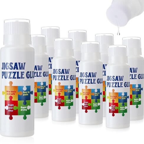 8 Pack 120ml Jigsaw Puzzle Glue Clear with New Sponge Head Suitable for 1000/1500/3000 Pieces of Paper and Wood Material, Clear Water-Soluble Quick Dry Jigsaw Puzzle Glue, 960ml in Total in Saudi Arabia