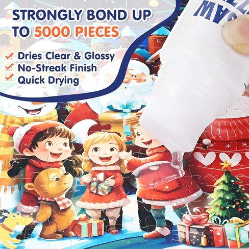 8 Pack 120ml Jigsaw Puzzle Glue Clear with New Sponge Head Suitable for 1000/1500/3000 Pieces of Paper and Wood Material, Clear Water-Soluble Quick Dry Jigsaw Puzzle Glue, 960ml in Total in Saudi Arabia