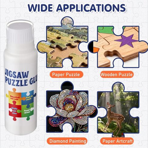8 Pack 120ml Jigsaw Puzzle Glue Clear with New Sponge Head Suitable for 1000/1500/3000 Pieces of Paper and Wood Material, Clear Water-Soluble Quick Dry Jigsaw Puzzle Glue, 960ml in Total in Saudi Arabia