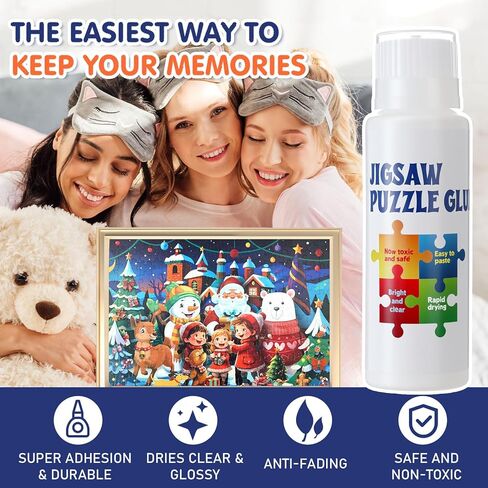 8 Pack 120ml Jigsaw Puzzle Glue Clear with New Sponge Head Suitable for 1000/1500/3000 Pieces of Paper and Wood Material, Clear Water-Soluble Quick Dry Jigsaw Puzzle Glue, 960ml in Total in Saudi Arabia