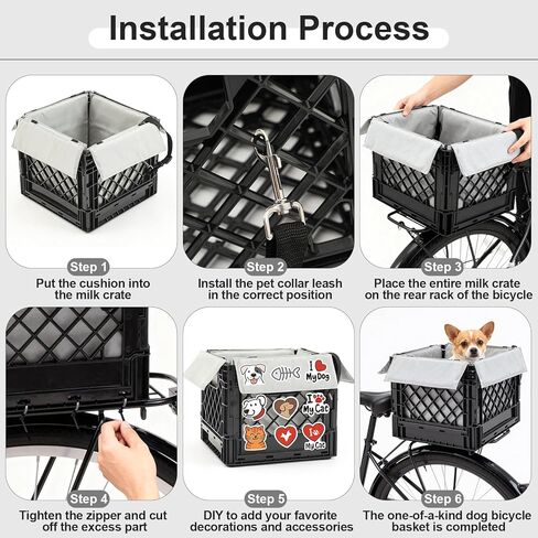 Secure Rear Dog Bike Basket Carrier for Small Dogs up to 15 Lbs, Easy No-Tool Installation with Straps, Waterproof & Comfortable Pet Seat for Most Bicycles in Saudi Arabia