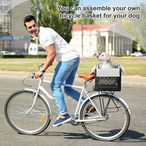 Secure Rear Dog Bike Basket Carrier for Small Dogs up to 15 Lbs, Easy No-Tool Installation with Straps, Waterproof & Comfortable Pet Seat for Most Bicycles in Saudi Arabia