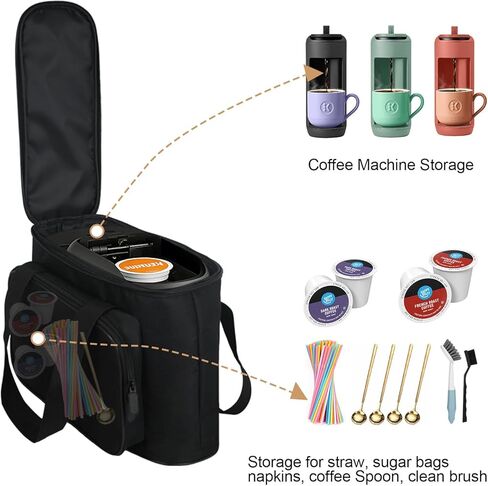 حقيبة حمل لماكينة صنع القهوة Keurig K-Mini Mate ذات خدمة واحدة، حقيبة حمل محمولة لماكينة صنع القهوة ذات خدمة واحدة، مبطنة سميكة للحماية، حقيبة تخزين لآلة القهوة in Kuwait