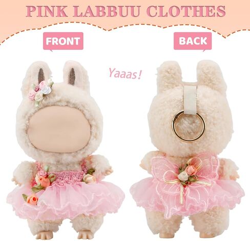 Clothes for labbuu Dolls - Cute Outfit for 6 3/4 Inch (17cm) labbuu Accessories, 2-Piece Doll Clothes Pink (Doll Not Included) - Perfect for Collectors and Dress-Up in Saudi Arabia