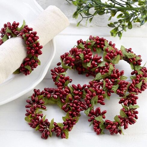Artificial Cream and Sage Pip Berry Candle Rings – Pack of 6 Spring Berry Farmhouse Home Decor for Centerpiece Decorations and Small Wreaths (Size: 3" diam) in Saudi Arabia
