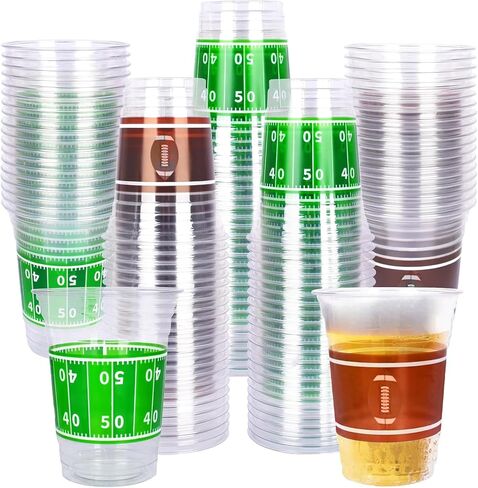 SARATA Football Plastic Cups 24 Pack 16 oz Plastic Reusable Favor Cups – Disposable & Convenient - Ideal Party Supplies & Party Favors for Football Themed Birthdays in Saudi Arabia