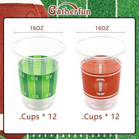 SARATA Football Plastic Cups 24 Pack 16 oz Plastic Reusable Favor Cups – Disposable & Convenient - Ideal Party Supplies & Party Favors for Football Themed Birthdays in Saudi Arabia