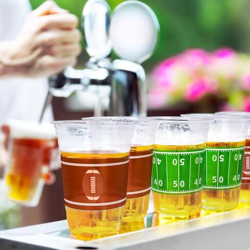 SARATA Football Plastic Cups 24 Pack 16 oz Plastic Reusable Favor Cups – Disposable & Convenient - Ideal Party Supplies & Party Favors for Football Themed Birthdays in Saudi Arabia