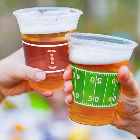 SARATA Football Plastic Cups 24 Pack 16 oz Plastic Reusable Favor Cups – Disposable & Convenient - Ideal Party Supplies & Party Favors for Football Themed Birthdays in Saudi Arabia