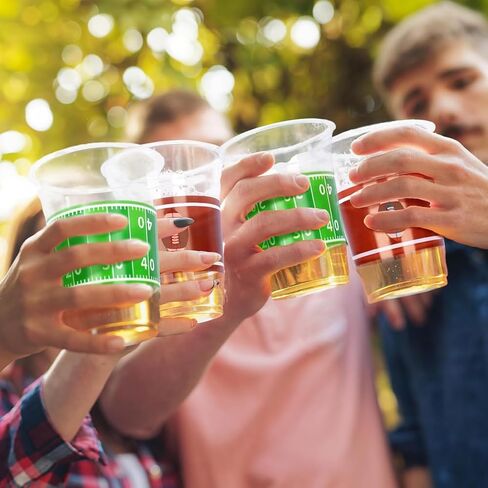 SARATA Football Plastic Cups 24 Pack 16 oz Plastic Reusable Favor Cups – Disposable & Convenient - Ideal Party Supplies & Party Favors for Football Themed Birthdays in Saudi Arabia