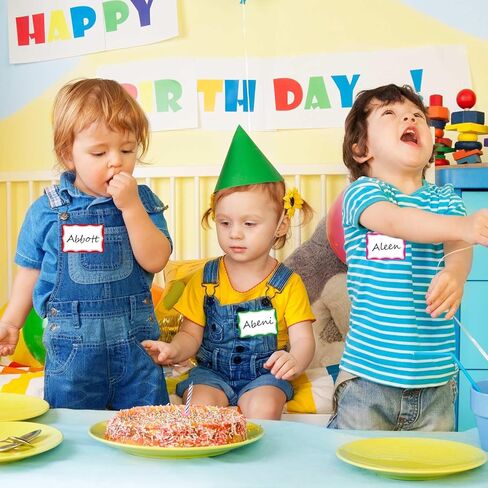 3.5x2.25 inch Name Tags Sticker, 400 Pcs Blank Name Labels Stickers, 8 Colors Wavy Border Nametags Name Tag Stickers for Kids, Classroom, School, Office, Conferences, Locker, School Supplies in Kuwait