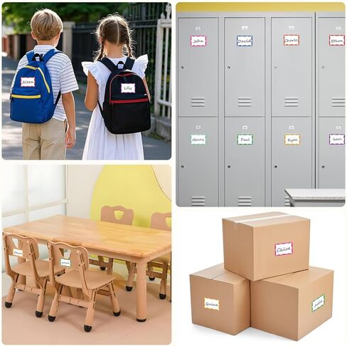 3.5x2.25 inch Name Tags Sticker, 400 Pcs Blank Name Labels Stickers, 8 Colors Wavy Border Nametags Name Tag Stickers for Kids, Classroom, School, Office, Conferences, Locker, School Supplies in Kuwait