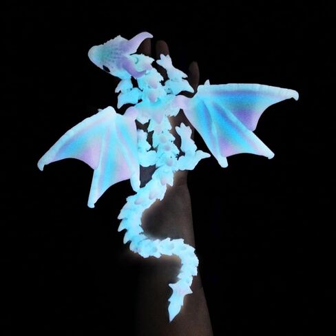 تنين مطبوع ثلاثي الأبعاد بأجنحة، ألعاب حيوانات مطبوعة ثلاثية الأبعاد، تنين كريستالي مجنح مفصلي مرن 15.75 بوصة، أسود وأحمر in Kuwait