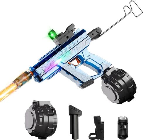 مسدس مياه كهربائي للبالغين والأطفال، مع تأثيرات الإضاءة، مسدسات رش أوتوماتيكية ويدوية ذات وضع مزدوج عالية السعة، نطاق 32 قدمًا للأطفال البالغين (صلب - أزرق) in Kuwait