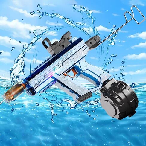 Electric Water Gun for Adults Kids, with Lighting Effects, Automatic & Manual Dual Mode High Powered High Capacity Squirt Guns, 32 FT Range for Adult Kid (Solid - Blue) in Saudi Arabia