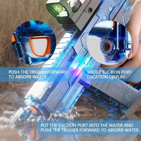 Electric Water Gun for Adults Kids, with Lighting Effects, Automatic & Manual Dual Mode High Powered High Capacity Squirt Guns, 32 FT Range for Adult Kid (Solid - Blue) in Saudi Arabia