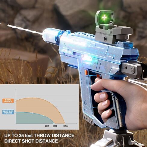 Electric Water Gun for Adults Kids, with Lighting Effects, Automatic & Manual Dual Mode High Powered High Capacity Squirt Guns, 32 FT Range for Adult Kid (Solid - Blue) in Saudi Arabia