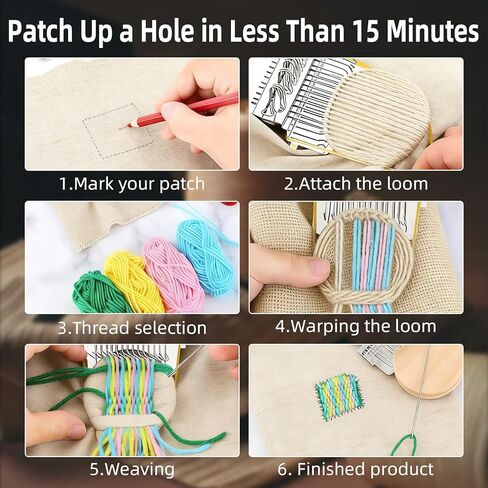 CSMGY Mini Darning Loom, Knit Patch Kit with 50 Color Threads, Mushroom Darning Loom kit for Handcraft DIY Weaving Repair for Beginners Mending Jeans Socks in Saudi Arabia