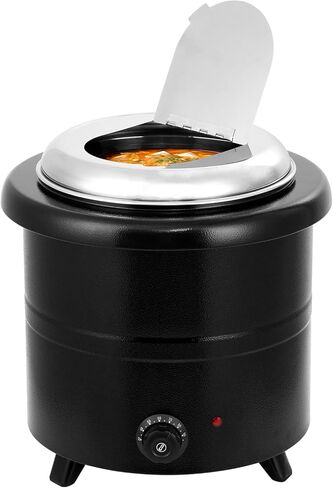 Commercial Electric Soup Kettle Warmer – 10L/11Qt Stainless Steel Pot with Removable Inner Pot – Hinged Lid & Anti-Scald Handle – Professional Food Warmer for Restaurant, Buffet & Catering in Saudi Arabia