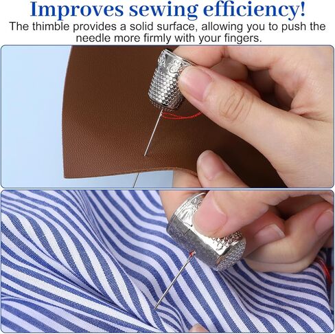 4 PCS Metal Sewing Thimbles, Thimbles for Hand Sewing Finger Protectors for Quilting, Embroidery and Knitting Needlework DIY Crafts Accessories (Silver) in Kuwait