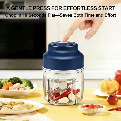 Kuars Gvni Garlic Chopper Wireless Electric Garlic Mixer with Press High-Speed Blending 320ml Rechargeable Portable Blender for Kitchen (Blue) in Kuwait