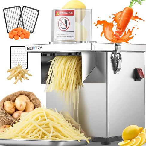 NEWTRY 4 in 1 Commercial Vegetable Processor Electric Veggie Fruit Slicer Dicer Shredder & Strip Crinkle Cutter All Stainless Steel 110volt 200W in Kuwait