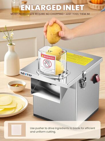 NEWTRY 4 in 1 Commercial Vegetable Processor Electric Veggie Fruit Slicer Dicer Shredder & Strip Crinkle Cutter All Stainless Steel 110volt 200W in Kuwait