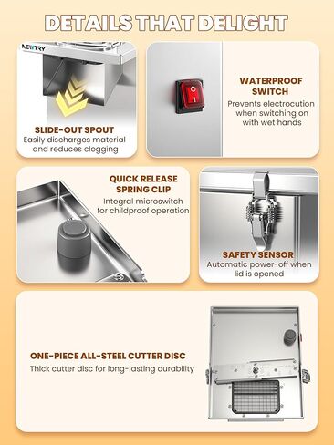 NEWTRY 4 in 1 Commercial Vegetable Processor Electric Veggie Fruit Slicer Dicer Shredder & Strip Crinkle Cutter All Stainless Steel 110volt 200W in Kuwait