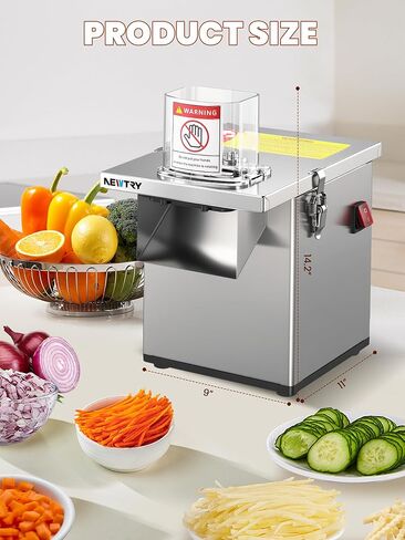 NEWTRY 4 in 1 Commercial Vegetable Processor Electric Veggie Fruit Slicer Dicer Shredder & Strip Crinkle Cutter All Stainless Steel 110volt 200W in Kuwait