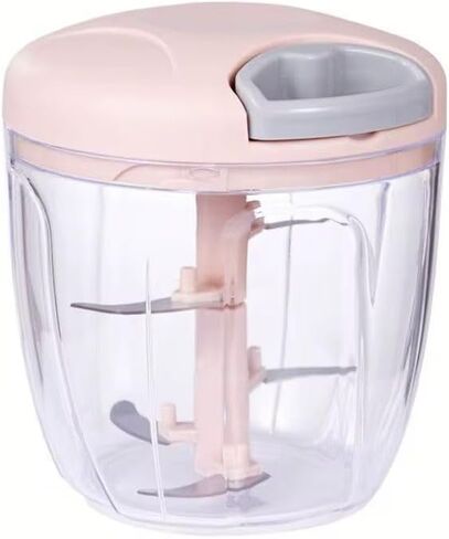 Manual Food Chopper 900ml – Large Capacity Hand Pull Vegetable Chopper with 4 Stainless Steel Blades – Onion, Garlic, Nuts, Herbs, Fruits & Salad – BPA-Free, Portable & Easy to Clean in Kuwait