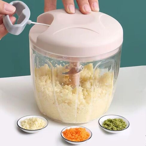 Manual Food Chopper 900ml – Large Capacity Hand Pull Vegetable Chopper with 4 Stainless Steel Blades – Onion, Garlic, Nuts, Herbs, Fruits & Salad – BPA-Free, Portable & Easy to Clean in Kuwait