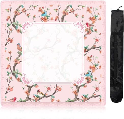 Chinoiserie Mahjong Mat with Carrying Bag,Rubber Anti Slip and Noise Reduction Multi Purpose Game Table Cover for Card, Board Tile Games 31.5" x 31.5" Purple in Saudi Arabia