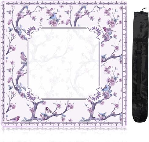 Chinoiserie Mahjong Mat with Carrying Bag,Rubber Anti Slip and Noise Reduction Multi Purpose Game Table Cover for Card, Board Tile Games 31.5" x 31.5" Purple in Saudi Arabia