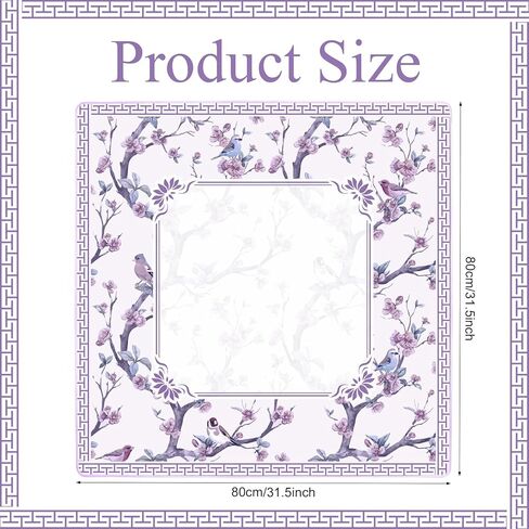 Chinoiserie Mahjong Mat with Carrying Bag,Rubber Anti Slip and Noise Reduction Multi Purpose Game Table Cover for Card, Board Tile Games 31.5" x 31.5" Purple in Saudi Arabia