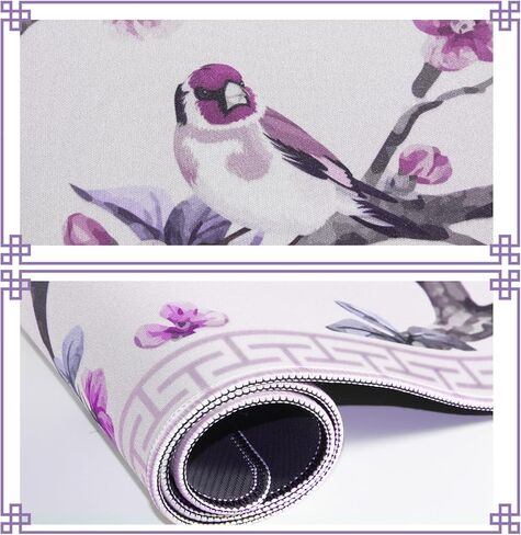 Chinoiserie Mahjong Mat with Carrying Bag,Rubber Anti Slip and Noise Reduction Multi Purpose Game Table Cover for Card, Board Tile Games 31.5" x 31.5" Purple in Saudi Arabia