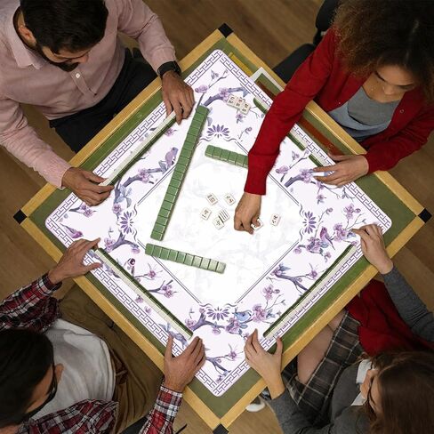 Chinoiserie Mahjong Mat with Carrying Bag,Rubber Anti Slip and Noise Reduction Multi Purpose Game Table Cover for Card, Board Tile Games 31.5" x 31.5" Purple in Saudi Arabia