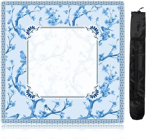 Chinoiserie Mahjong Mat with Carrying Bag,Rubber Anti Slip and Noise Reduction Multi Purpose Game Table Cover for Card, Board Tile Games 31.5" x 31.5" Purple in Saudi Arabia