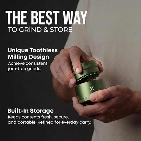 MillX Premium Toothless Herb & Spice Grinder – Aircraft-Grade Aluminum Manual Grinder, 2.5 Inch, Extra Storage Compartment, Kitchen Use, Smooth Jam-Free Grind (Matte Green) in Saudi Arabia