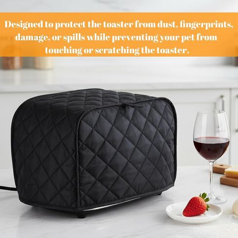 2 Slice Toaster Cover,Black Toaster Covers, Cotton Quilted Toasters Covers 2 Slice Wide Slot, Washable Kitchen Cover for Toasters and Kitchen Small Appliance Dust(Fits up to 11.8 x 8.3 in) in Saudi Arabia