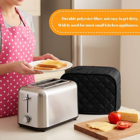 2 Slice Toaster Cover,Black Toaster Covers, Cotton Quilted Toasters Covers 2 Slice Wide Slot, Washable Kitchen Cover for Toasters and Kitchen Small Appliance Dust(Fits up to 11.8 x 8.3 in) in Saudi Arabia