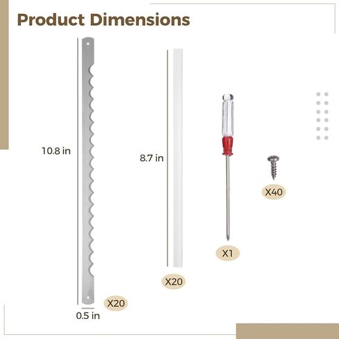 20 قطعة من شفرات سكين الخبز، سكين خبز 10.8 بوصة للخبز المنزلي، سكاكين القوس من الفولاذ المقاوم للصدأ للعجين المخمر، تتضمن 20 غطاء مطاطي واقي، 40 براغي، مفك براغي in Kuwait