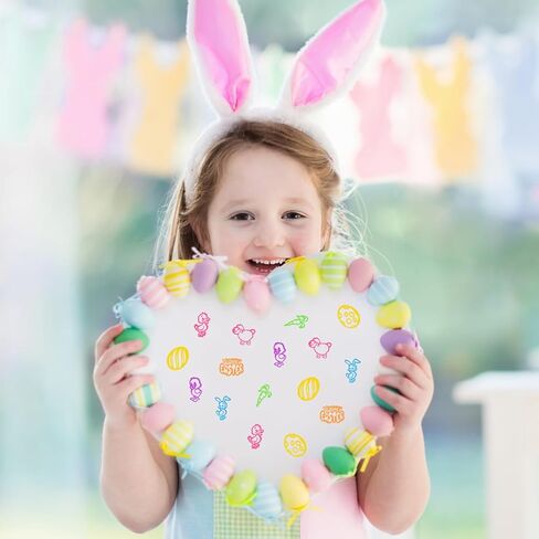 CCINEE 24pcs Easter Egg Stampers, Prefilled Easter Eggs Self Inking Stamps Plastic Easter Egg Gifts Basket Stuffers for Treat Toys Party Favors in Saudi Arabia