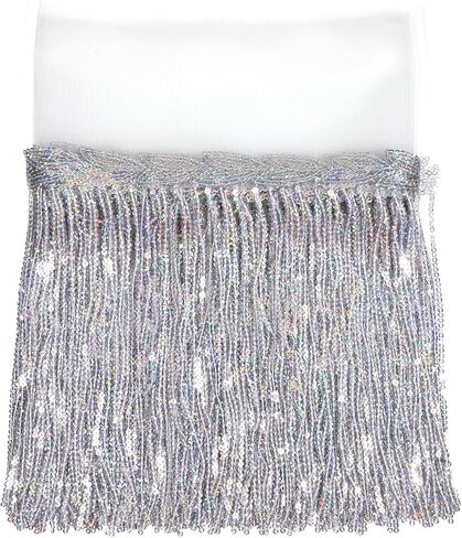 5 Yards Sewing Fringe Trim, Silver Sequin Lace Tassel Fringe Trim, Polyester Decorative Tape for DIY Dress Crafts Home Stage Costume Embellishment, Colorful Silver in Saudi Arabia