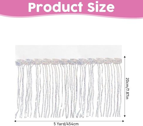 5 Yards Sewing Fringe Trim, Silver Sequin Lace Tassel Fringe Trim, Polyester Decorative Tape for DIY Dress Crafts Home Stage Costume Embellishment, Colorful Silver in Saudi Arabia
